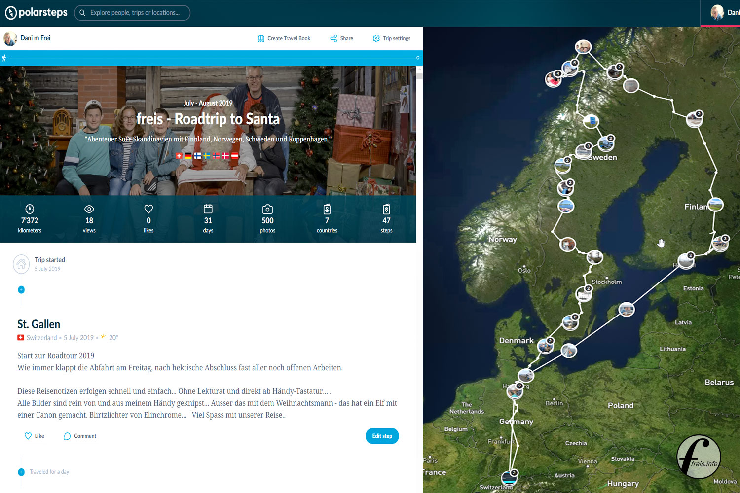 polarsteps die freis.info Reise-App für 2019